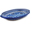 Polish Pottery Platter with Handles 12&quot; Blue Heaven