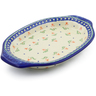 Polish Pottery Platter with Handles 12&quot; Cocentric Tulips