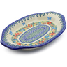 Polish Pottery Platter with Handles 12&quot; Ring Of Flowers UNIKAT