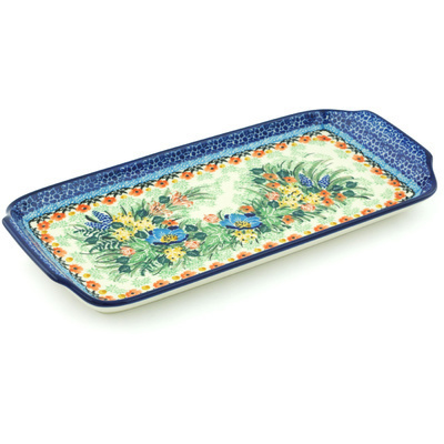 Polish Pottery Platter with Handles 13&quot; Bed Of Glory UNIKAT