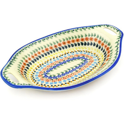 Polish Pottery Platter with Handles 13&quot;