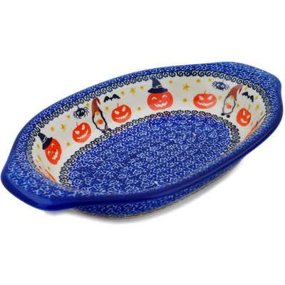 Polish Pottery Platter with Handles 13&quot; Harvest Haunt