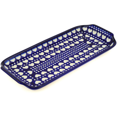 Polish Pottery Platter with Handles 13&quot; Heart To Heart