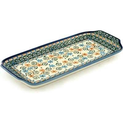 Polish Pottery Platter with Handles 13&quot; Polish Vines UNIKAT