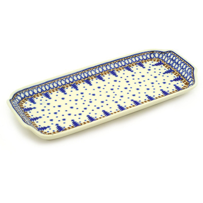 Polish Pottery Platter with Handles 13&quot; Snowy Woods