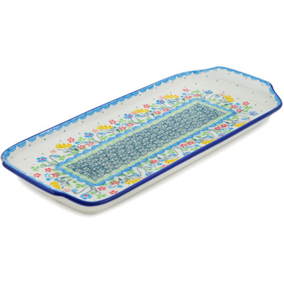 Polish Pottery Platter with Handles 13&quot; Spring Sights UNIKAT