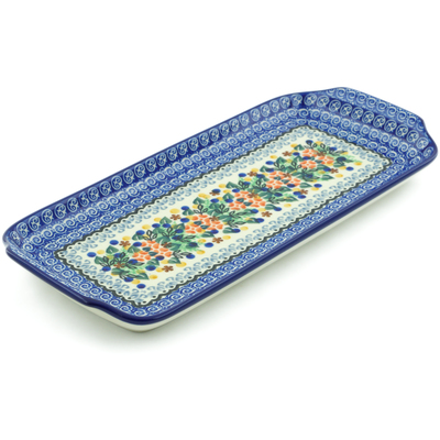 Polish Pottery Platter with Handles 13&quot; Springtime Wreath UNIKAT