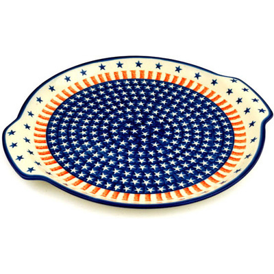 Polish Pottery Platter with Handles 13&quot; Star Spangled Banner