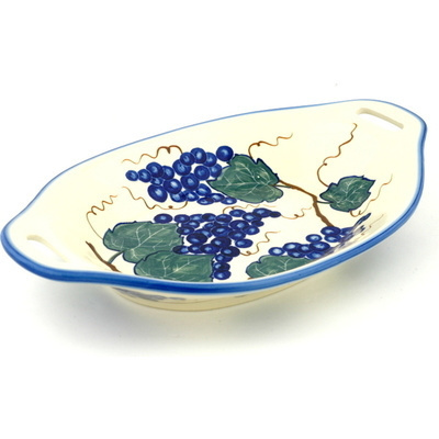 Polish Pottery Platter with Handles 13&quot; UNIKAT