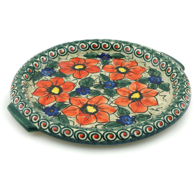 Polish Pottery Platter with Handles 15&quot; Havana UNIKAT
