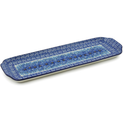 Polish Pottery Platter with Handles 16&quot; Deep Winter UNIKAT