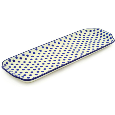 Polish Pottery Platter with Handles 16&quot; Polka Dot Delight