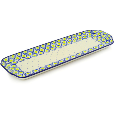Polish Pottery Platter with Handles 16&quot; Radient Scales