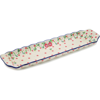 Polish Pottery Platter with Handles 20&quot; Rosy Cheeks