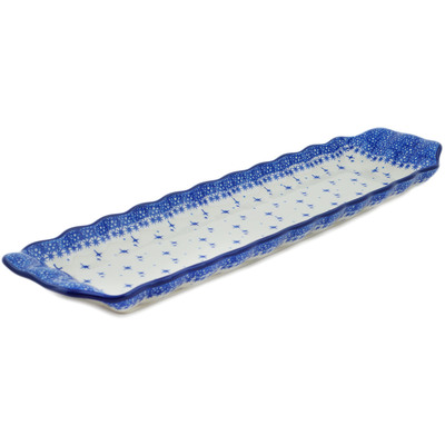 Polish Pottery Platter with Handles 20&quot; Twinkling Stars
