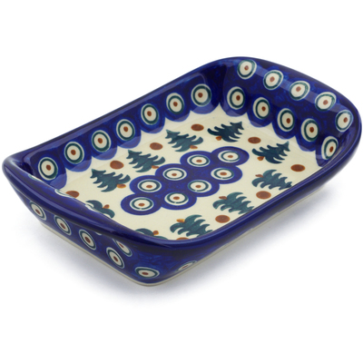 Polish Pottery Platter with Handles 7&quot; Autumn Evergreen