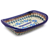 Polish Pottery Platter with Handles 7&quot; Blue Cornflower