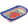 Polish Pottery Platter with Handles 7&quot; Happiness UNIKAT