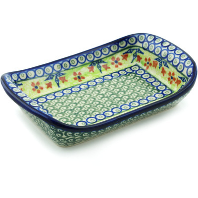 Polish Pottery Platter with Handles 7&quot; Heavenly Swirls