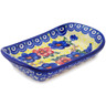 Polish Pottery Platter with Handles 7&quot; Neon Poppies