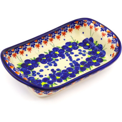Polish Pottery Platter with Handles 7&quot; Passion Poppy