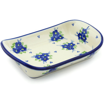 Polish Pottery Platter with Handles 7&quot; Poppy Triad
