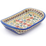 Polish Pottery Platter with Handles 7&quot; Red Anemone Meadow UNIKAT