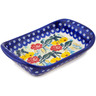 Polish Pottery Platter with Handles 7&quot; Summer&#039;s Garden UNIKAT
