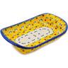 Polish Pottery Platter with Handles 7&quot; Sunset Bloom Fiesta