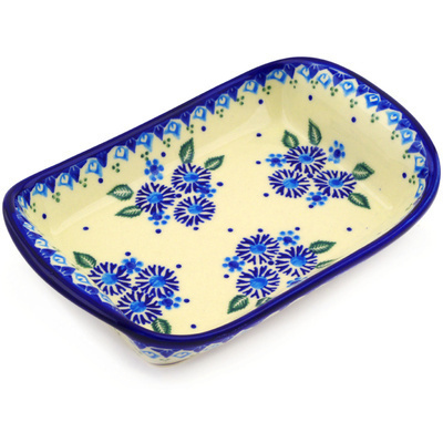 Polish Pottery Platter with Handles 9&quot; Aster Patches