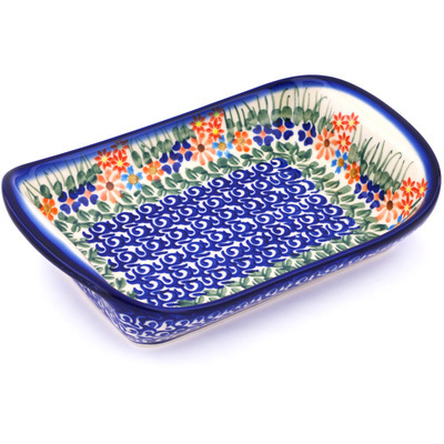 Polish Pottery Platter with Handles 9&quot; Blissful Daisy