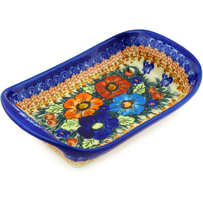 Polish Pottery Platter with Handles 9&quot; Butterfly Splendor