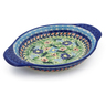 Polish Pottery Platter with Handles 9&quot; Flor-de-lis UNIKAT