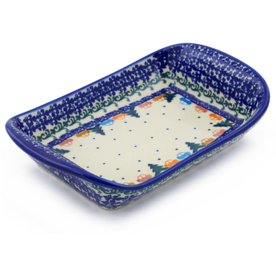 Polish Pottery Platter with Handles 9&quot; Holiday Drive