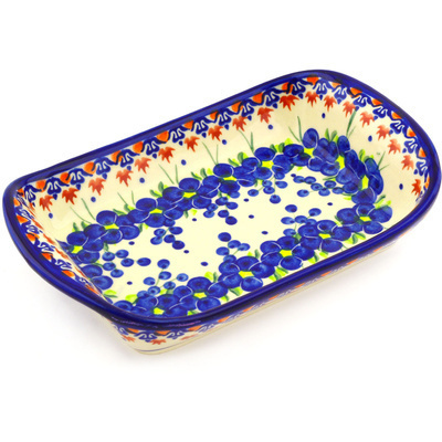 Polish Pottery Platter with Handles 9&quot; Passion Poppy