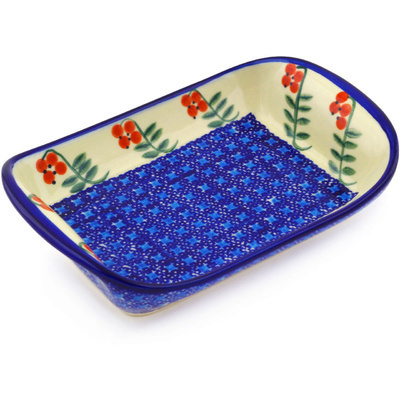 Polish Pottery Platter with Handles 9&quot; Red Berries