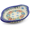 Polish Pottery Platter with Handles 9&quot; Ring Of Flowers UNIKAT