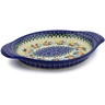 Polish Pottery Platter with Handles 9&quot; Spring Flower Ring