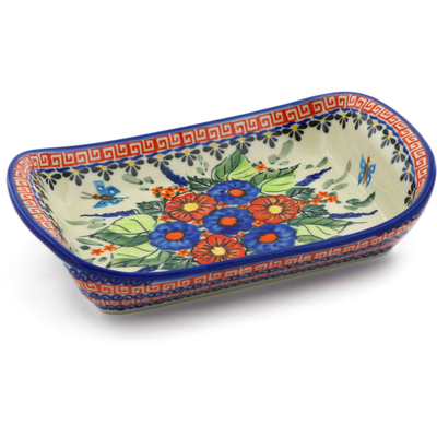 Polish Pottery Platter with Handles 9&quot; Spring Splendor