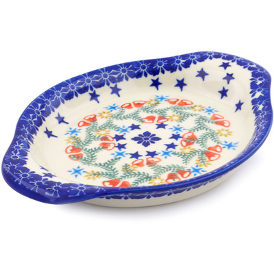 Polish Pottery Platter with Handles 9&quot; Wreath Of Bealls