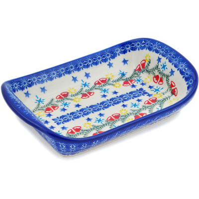 Polish Pottery Platter with Handles 9&quot; Wreath Of Bells