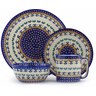 Polish Pottery Polish Pottery Place Setting 4-Piece: 10&frac12;&quot; dinner plate, 7&frac12;&quot; dessert or side plate, 5&frac14;&quot; bowl and a 12 oz mug Blue Cress