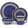 Polish Pottery Polish Pottery Place Setting 4-Piece: 10&frac12;&quot; dinner plate, 7&frac12;&quot; dessert or side plate, 5&frac14;&quot; bowl and a 12 oz mug Mosquito