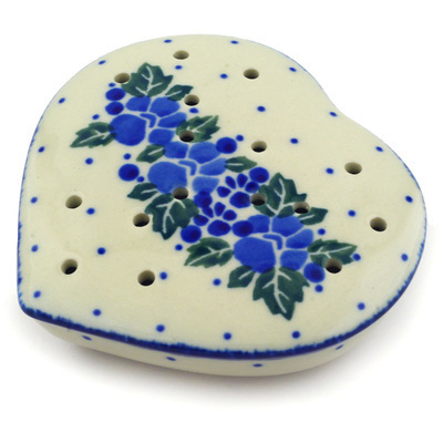 Polish Pottery Potpourri Jar 4&quot; Blue Speckle Garland