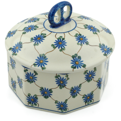 Polish Pottery Pretzel Jar 6&quot; Aster Trellis