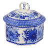 Polish Pottery Pretzel Jar 6&quot; Blue Wildflower Patch UNIKAT