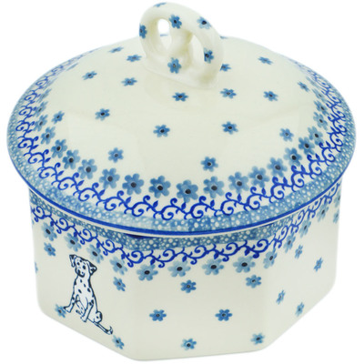 Polish Pottery Pretzel Jar 6&quot; Dalmatian Delight