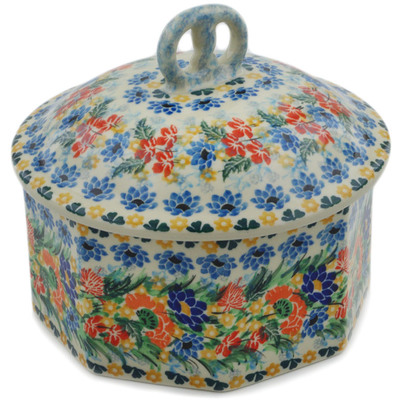 Polish Pottery Pretzel Jar 6&quot; Dream Bouquet UNIKAT
