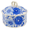 Polish Pottery Pretzel Jar 6&quot; Flowers In The Sky UNIKAT