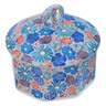 Polish Pottery Pretzel Jar 6&quot; Jewel Toned Meadow UNIKAT